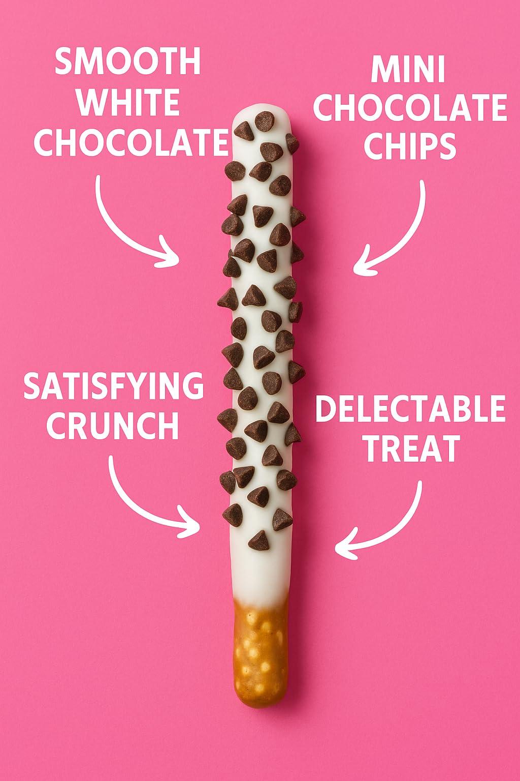 The Brittle Box Candy Co White Chocolate Covered Pretzel Rods Individually Wrapped 20 Piece Assorted Toppings