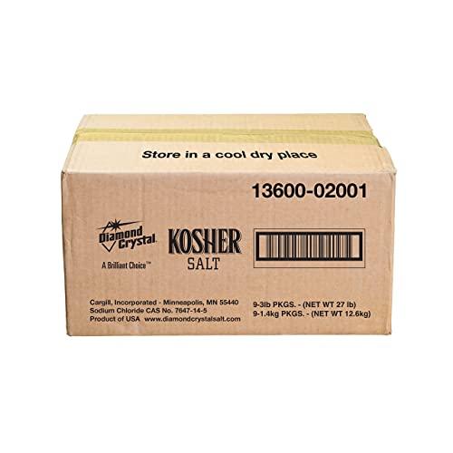 Diamond Crystal Diamond Crystal Kosher Salt – Full Flavor, No Additives and Less Sodium - Pure and Natural Since 1886-3 LB (Full Case of 9 ct)…