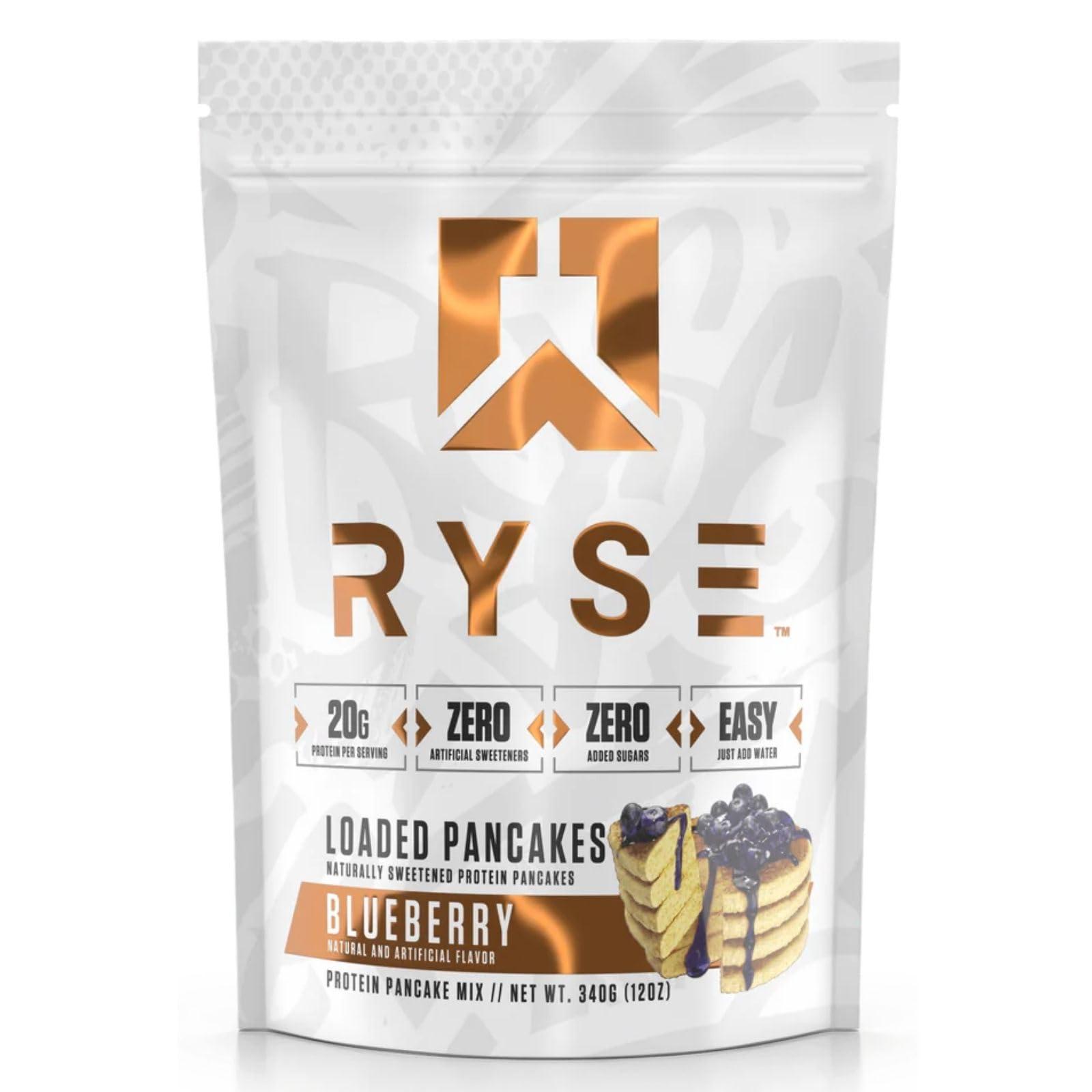 RYSE Up Supplements RYSE Loaded Protein Pancakes | Naturally Sweetened Protein Pancake Mix | Zero Added Sugars | 21g Protein & 3g Healthy MCTs | 6 Servings (Blueberry)