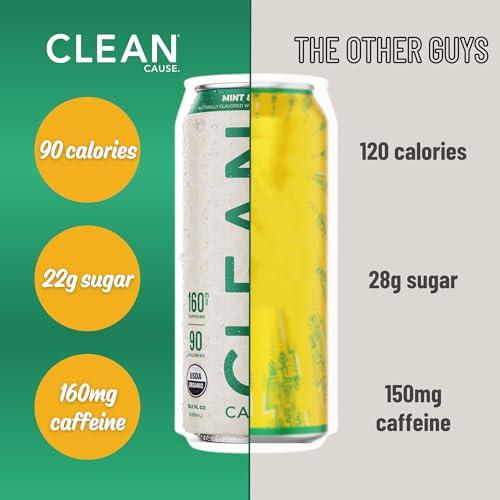 CLEAN CAUSE. NEW! CLEAN Cause Blueberry USDA Organic Yerba Mate Tea (15.5oz cans, 12-Pack Case) Non-Carbonated, 160mg Caffeine