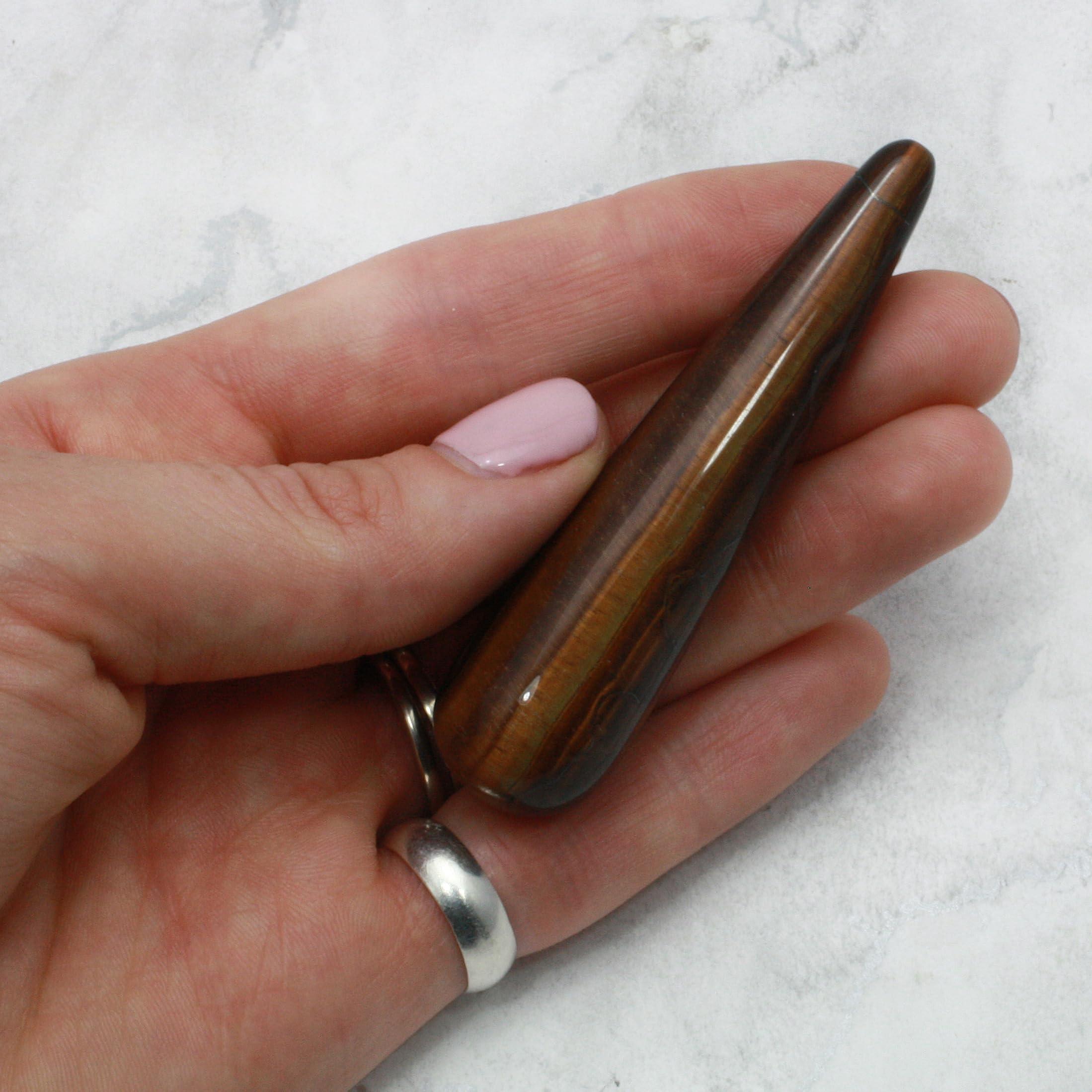 CrystalAge Tiger Eye Crystal Massage Wand ~75 x 18mm