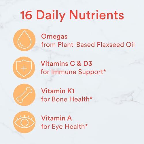 SmartyPants SmartyPants Kids Multivitamin Gummies, Sugar Free: Omega 3 (ALA), Vitamin D3, C, Vitamin B12, B6, A, K & Zinc for Immune Support, Biotin, Erythritol Free, Strawberry Banana, 44 Count (22 Day Supply)