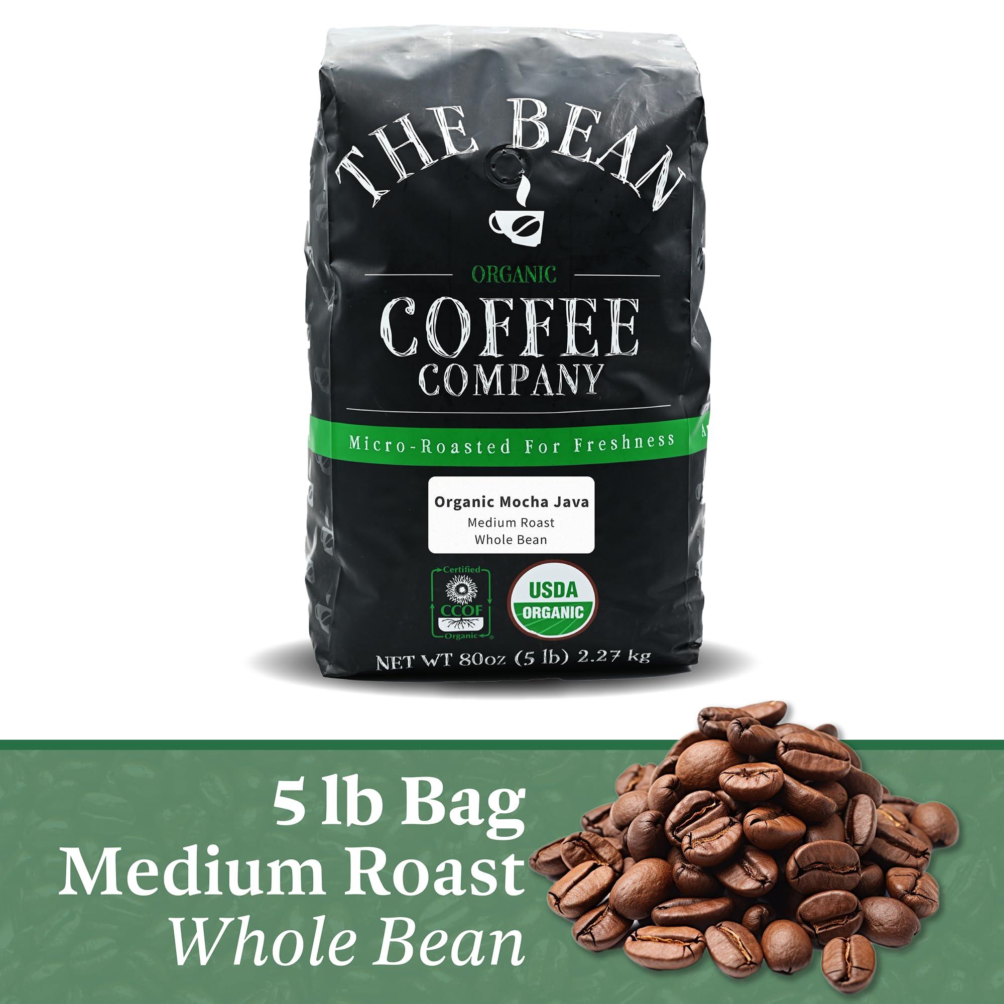 The Bean Coffee Company The Bean Organic Coffee Company Mocha Java, Medium Roast, Whole Bean Coffee, 5-Pound Bag
