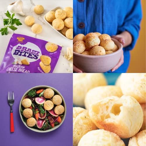 Brazi Bites Brazi Bites Gluten-Free Brazilian Cheese Bread: Garlic Asiago | Vegetarian Frozen Bread Snacks | Soy-Free | No Artificial Ingredients | No Preservatives | 11.5 oz. pouches (4-pack)