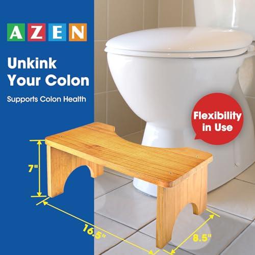 AZEN AZEN Toilet Stool Squat Adult, Wood Poop Stool for Bathroom Adults, Portable Toilet Potty Stool for Adults, 7 Inch Height