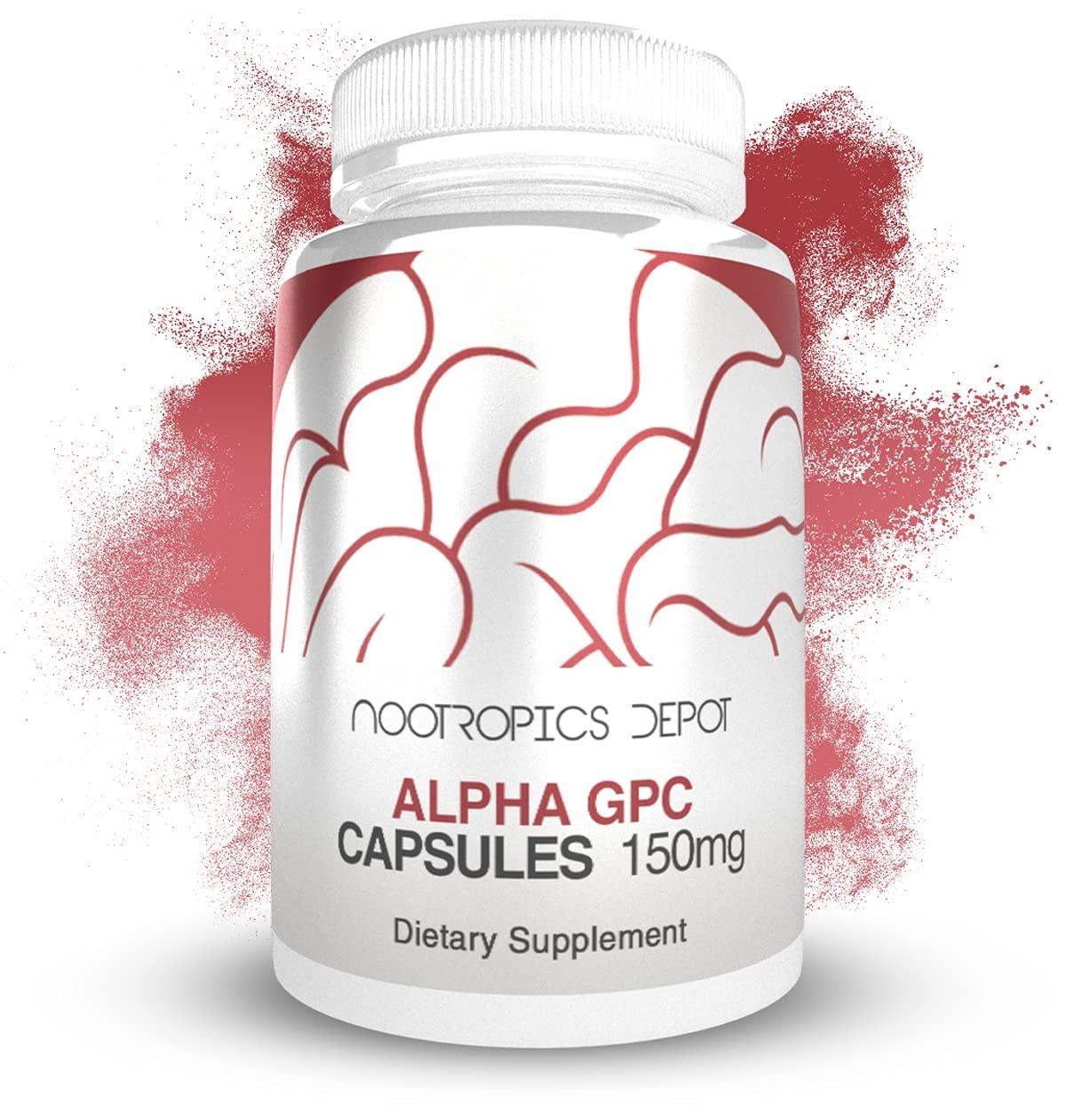 Nootropics Depot Nootropics Depot Alpha GPC Capsules | 150mg | 60 Count | Choline Supplement | Brain Health Supplement | Supports Healthy Brain Function | Enhance Cognition, Memory + Focus
