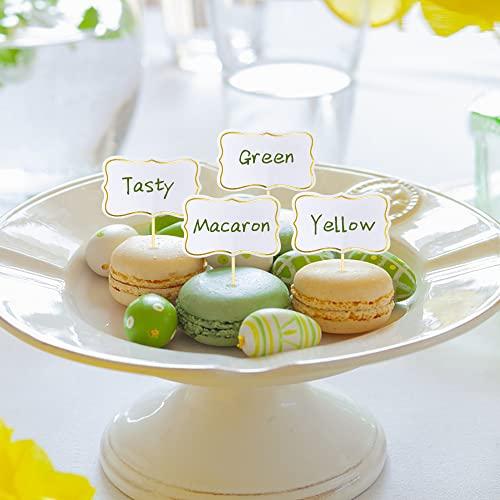 RASSLISA 56 PCS White Cheese Markers Cake Topper Toothpick Cupcake Toppers for Charcuterie Board Buffet Labels Blank Toothpick Flags Appetizer Signs Cupcake Toppers Picks for Charcuterie Board Decorations