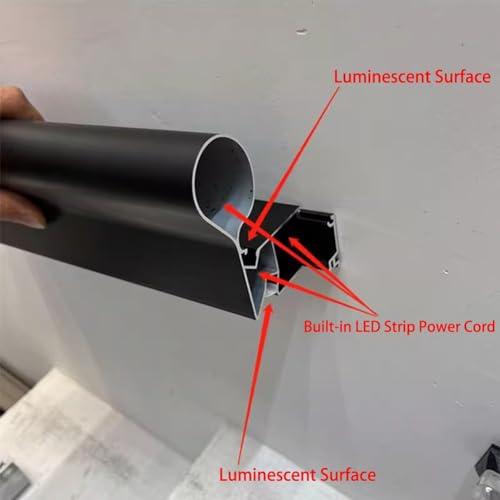 Sxlawesom LED Handrail Kit with Staircase Light, Handrail Wall Mounted Hand Railings, Aluminum, with 2 Flush Endcaps (Color : Black, Size : 47.3\"/1.2m)