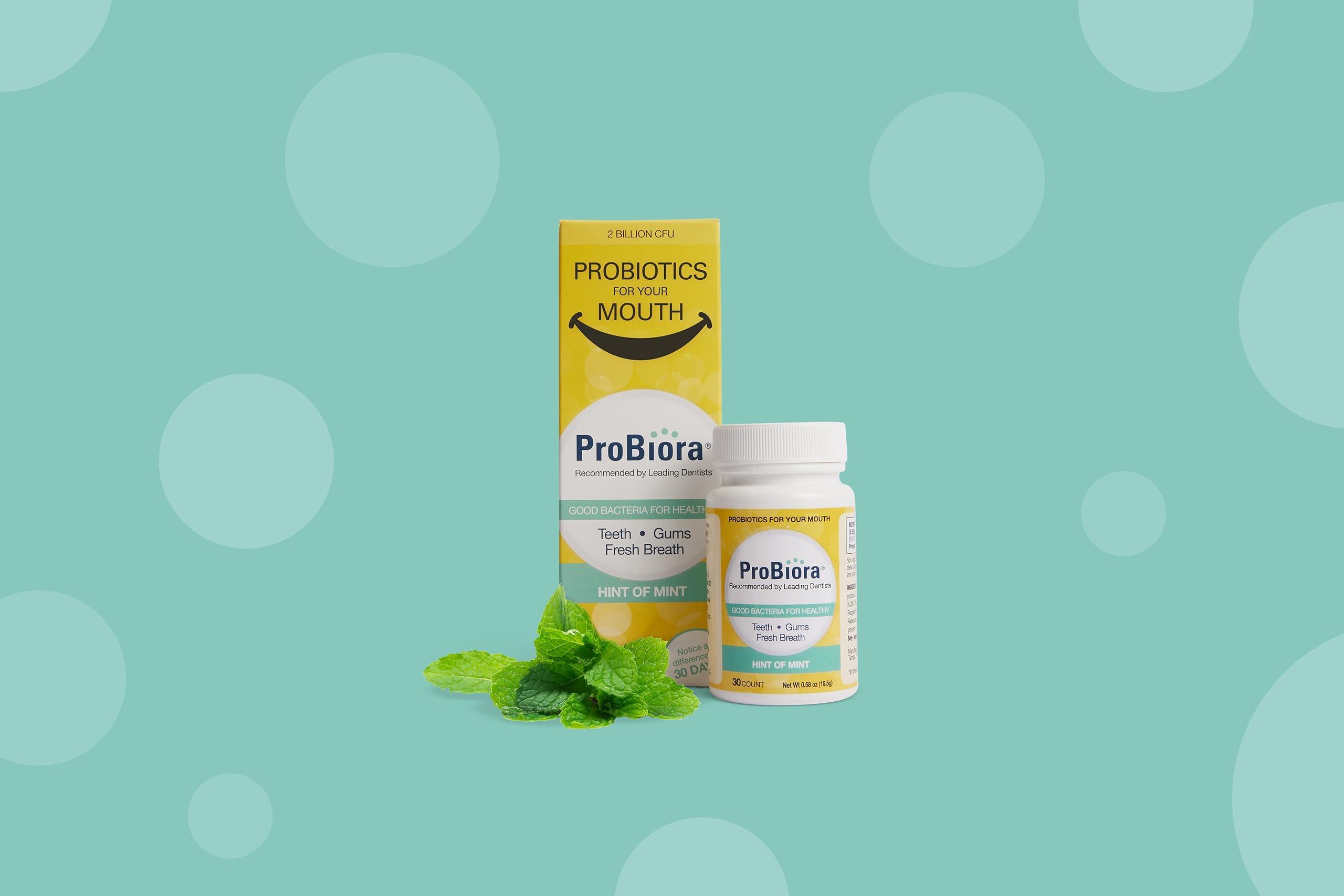 ProBiora Health ProBiora Oral-Care Chewable Probiotic Tablets | Probiotic Supplement for Women & Men | Healthier Teeth & Gums | Fresher Breath | Whiter Teeth | Better Overall Health | 30 Count | Pack of 3 | Mint