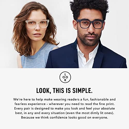 LOOK OPTIC LOOK OPTIC Laurel Reader - Stylish Unisex Ultra-lightweight Reading Glasses with Scratch-Resistant, Prescription-Quality (Full Magnification - Not Progressives) 1.00, Navy