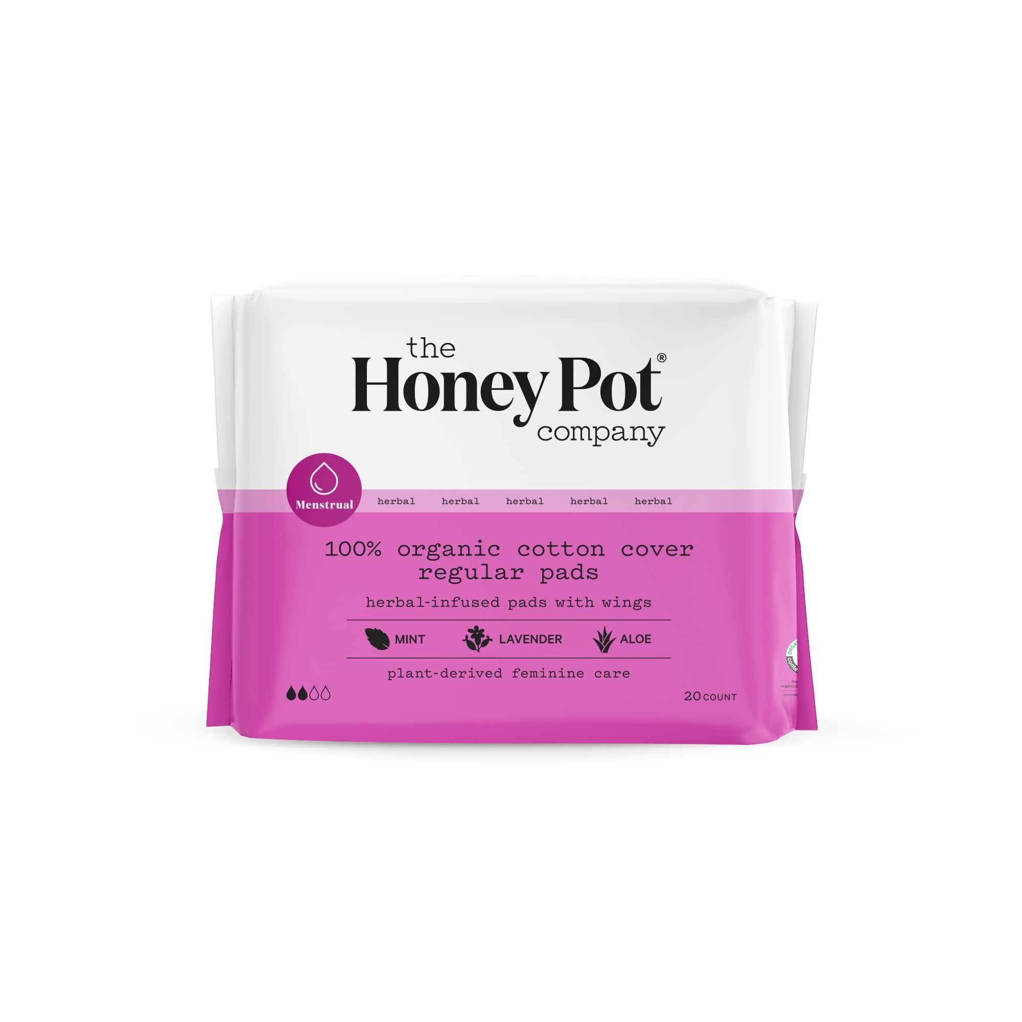 The Honey Pot Company The Honey Pot Company Clean Cotton Regular Absorbency Pads, Herbal-Infused Pads with Wings, Plant-Derived Feminine & Menstrual Care. (Product) RED – 20 ct.
