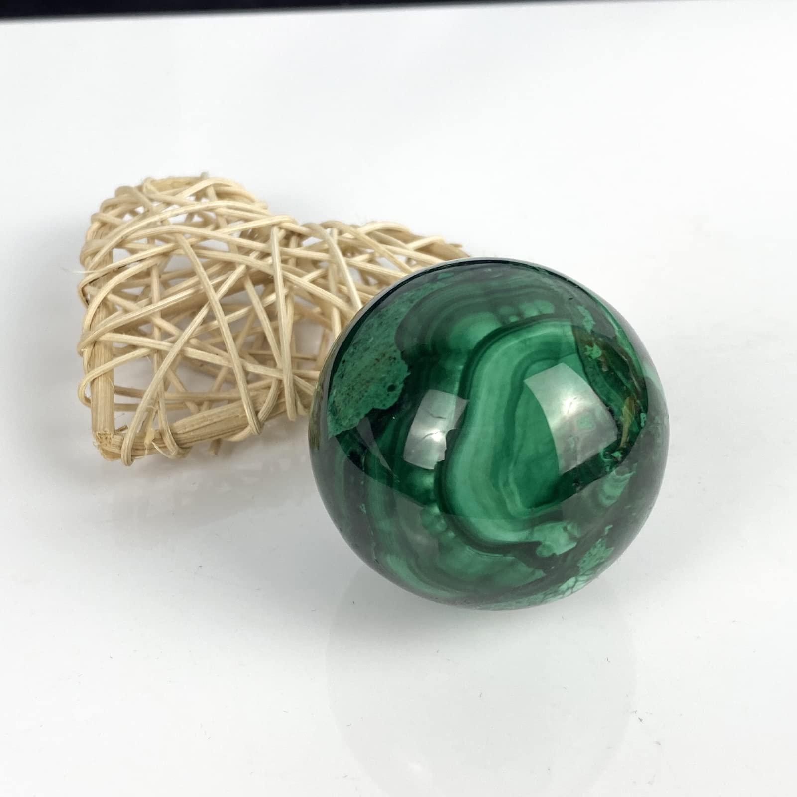 FOMNKKN Natural Malachite Ball Mineral Crystal Plus Base60-70mm