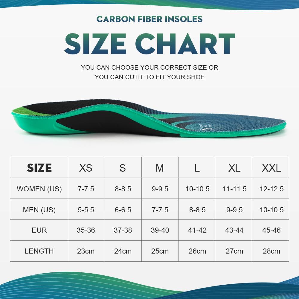 XINIFOOT XINIFOOT Performance Insoles Carbon Fiber Shock Absorbing Sport Shoe Insoles for Running, Basketball, Athletics Arch Support Insoles Inserts for Hiking Boots or Shoes