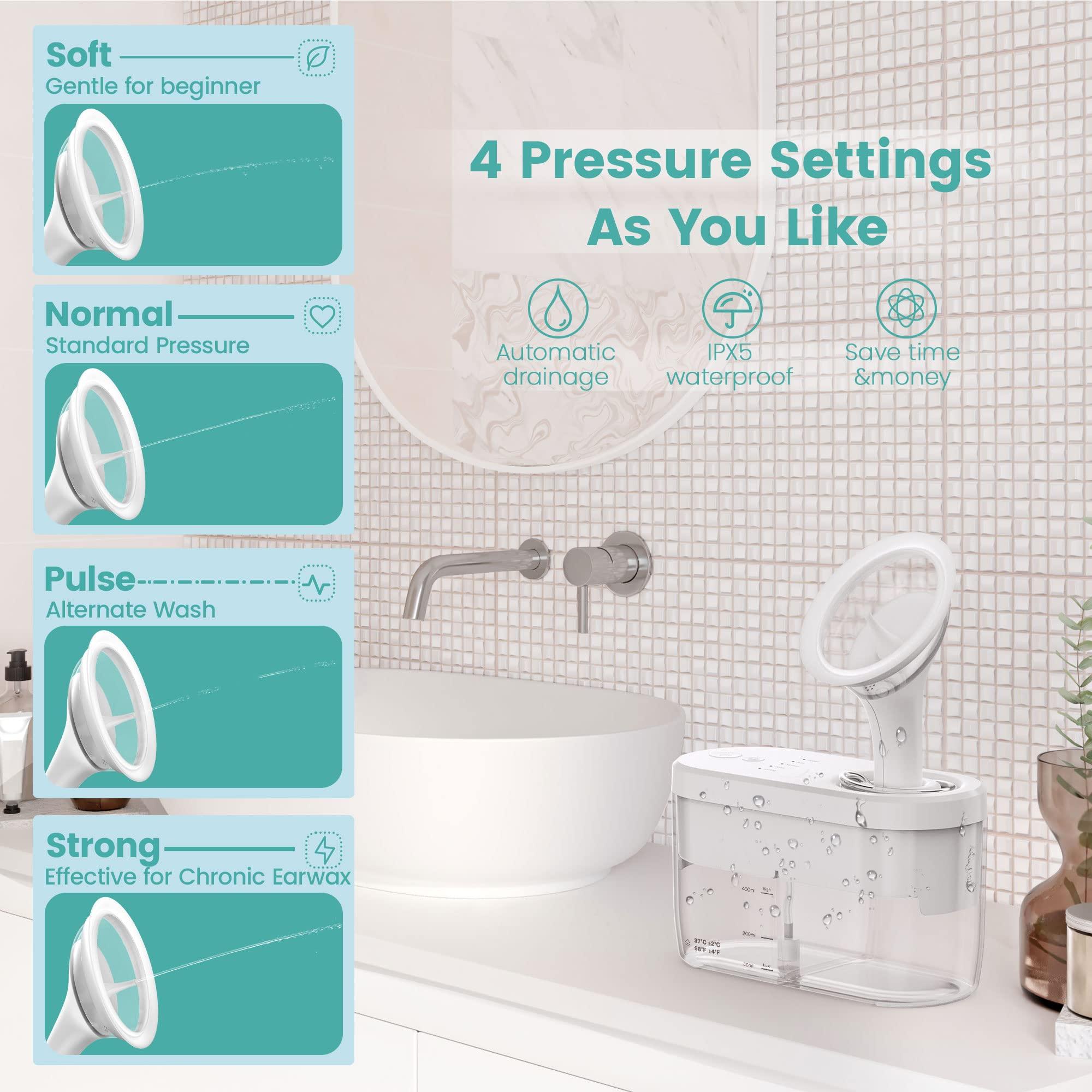 momspeace Electric Ear Wax Removal Ear Cleaner, Safe & Effective Ear Wax Removal Kit, Momspeace Ear Cleaning Kit with Automatic Sewage System, 4 Pressure Settings, 10 Tips, Ear Irrigation Ear Wax Removal Tool