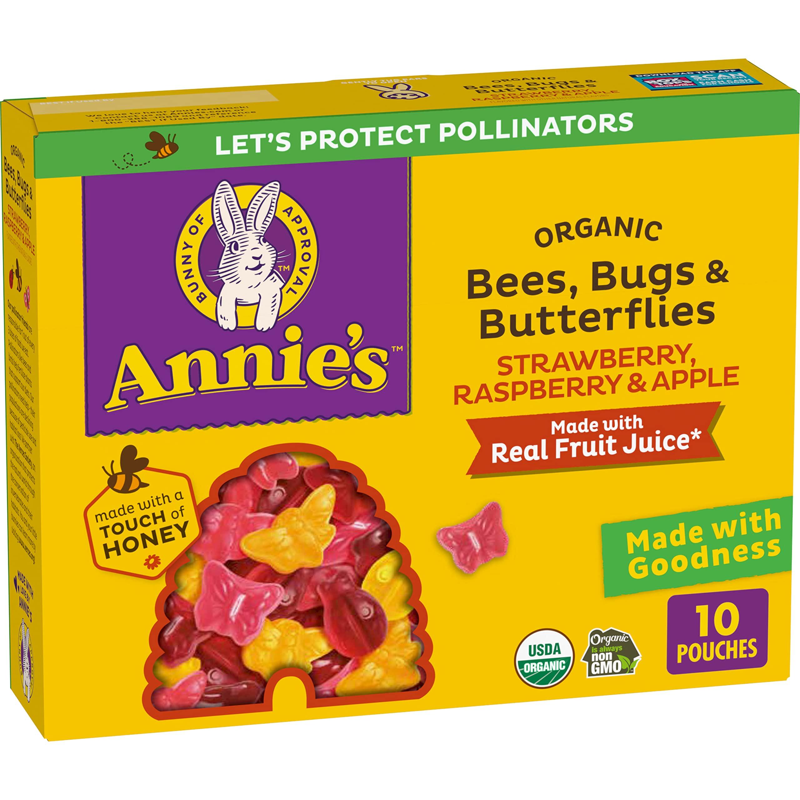 Annies Annie\'s Organic Bees, Bugs, and Butterflies Fruit Flavored Snacks, 10 Pouches, 7 oz