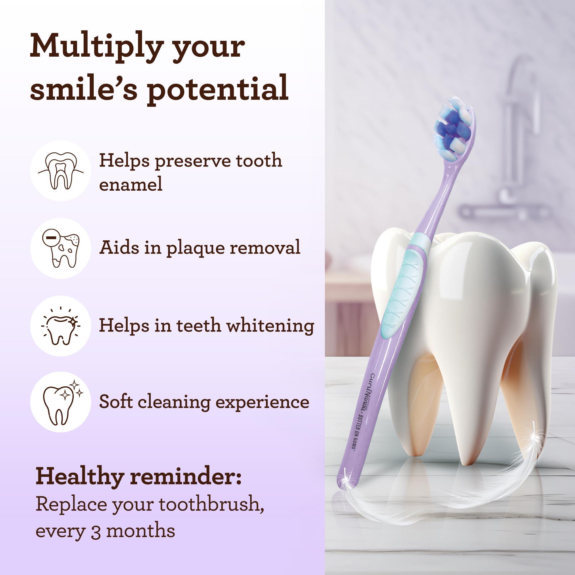GuruNanda GuruNanda Butter on Gums Toothbrush with Extra Soft Bristles for Sensitive Gums, Soft Toothbrush for Kids & Adults, 8 ct