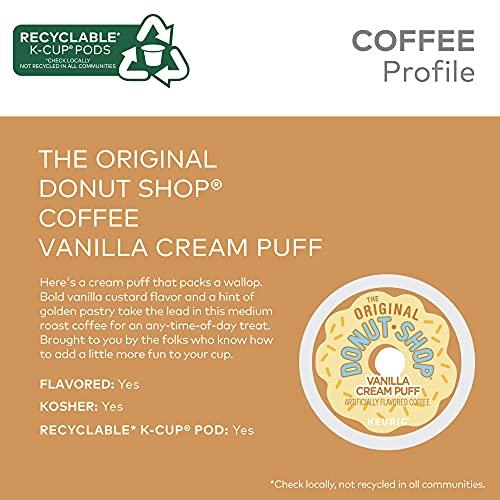 The Original Donut Shop The Original Donut Shop Vanilla Cream Puff Coffee, Keurig Single Serve K-Cup Pods, Medium Roast Coffee, 60 Count, (6 Packs of 10)