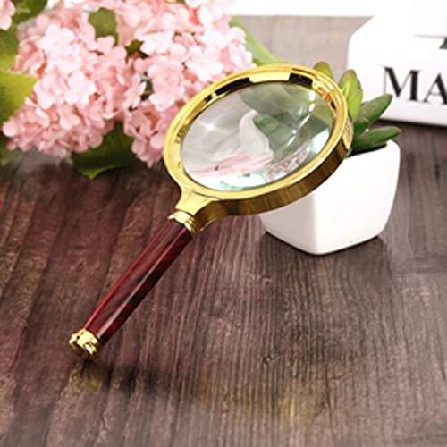 sontakukou Portable Handheld 10X Magnifier Glasses with Rosewood Handle Reading Magnifier (80mm/3.15inch)