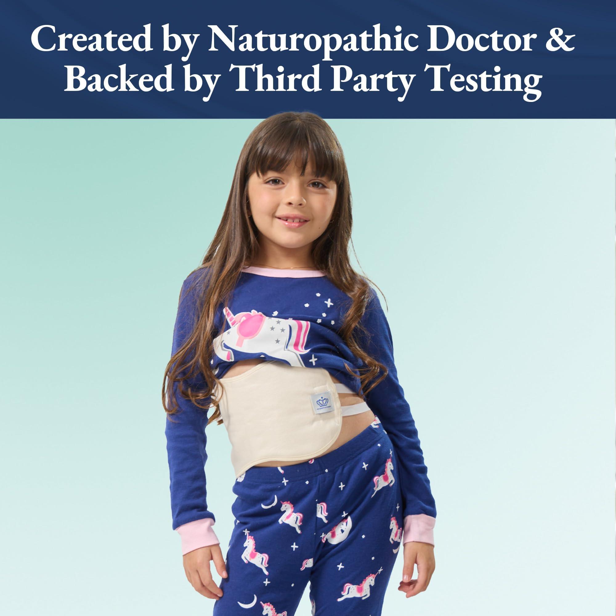 QUEEN OF THE THRONES QUEEN OF THE THRONES Castor Oil Pack for Kids - Heatless, Less-Mess, Reusable - Organic Cotton Flannel, Comfort Fit, Soft Straps & Naturopathic Doctor Designed (Castor Oil Sold Separately)