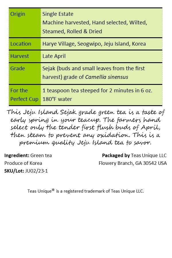 Teas Unique Teas Unique Korean Jeju Island Sejak Green Tea, 250g