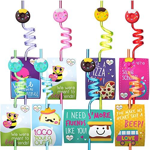 FZR Legend Donut Straws Party Favors for Donut Party Supplies,Donut Grow Up Theme Birthday with 2 Cleaning Brush (24 +2)
