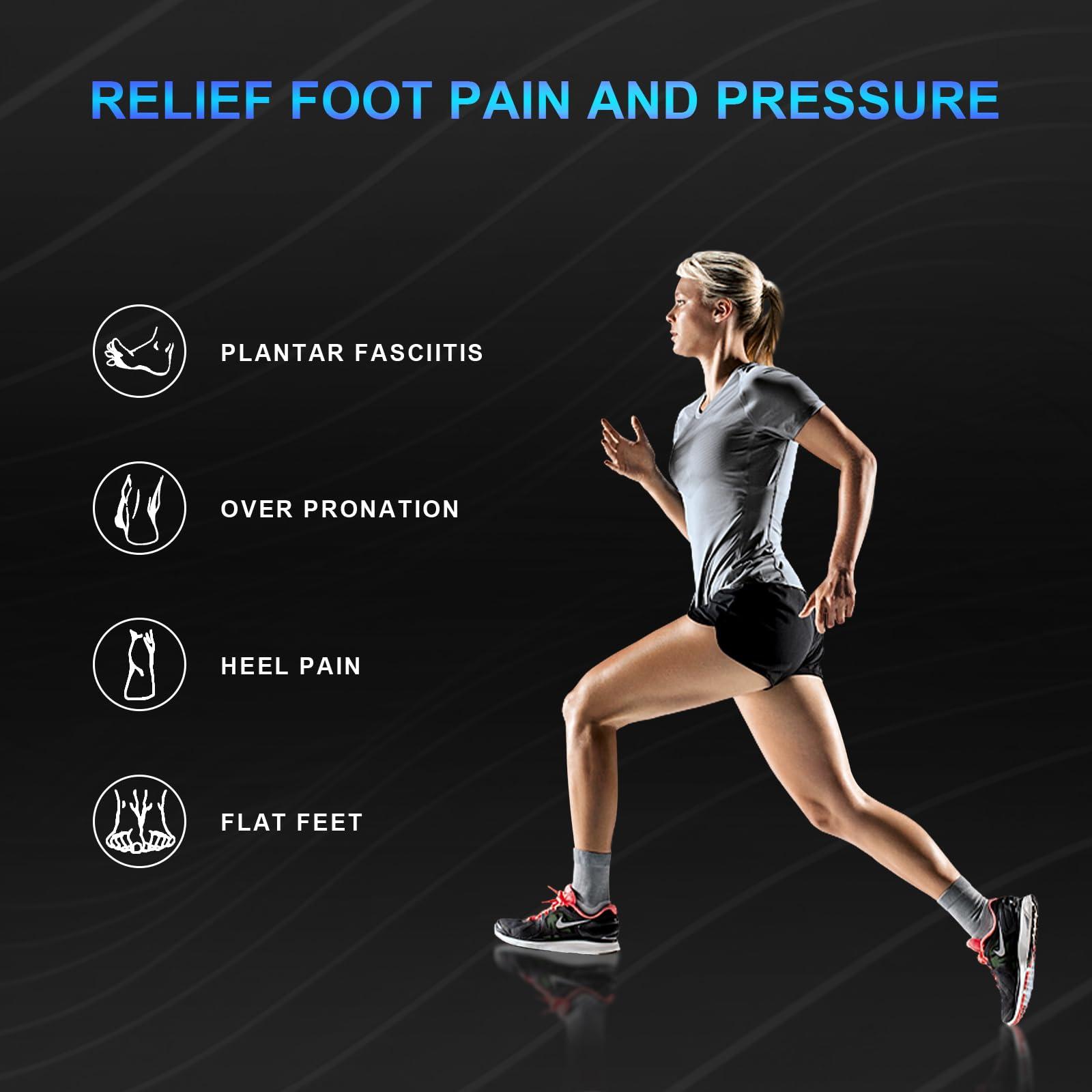 Walkhero Plantar Fasciitis Pain Relief Insoles High Arch Support Orthotic Shoes Inserts Relieve Flat Feet and Foot Fatigue Mens 4 4 1 2 Womens 6 6 1 2 Light Blue
