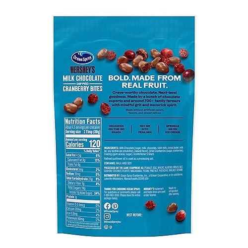 Ocean Spray Ocean Spray HERSHEYS Milk Chocolate Dipped Cranberry Bites, Chocolate Covered Dried Cranberries, 5 Oz Pouch (Pack of 12)