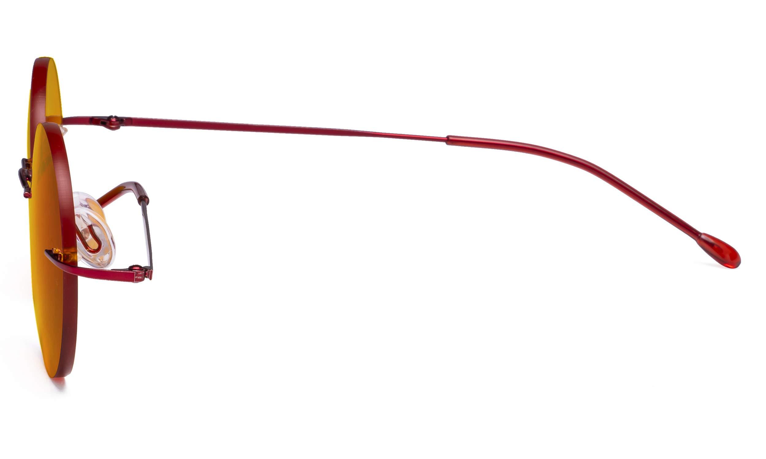 Eyekepper Eyekepper Titanium Blue Light Blocking Glasses -Round Rimless Computer Readers Men Women with Orange Tinted Lens for Sleeping,Red +1.25