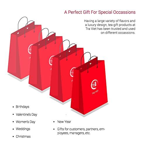 TRA VIET TRAVIET TRAVIET Gift Set | Gifts For Holiday | The Best Collection For Vietnam Tea Sampler 6 Tastes | Oolong Tea - Loose Leaf Black Tea - Ancient Green Tea - Jasmine Tea - English Breakfast Tea - Ginger Tea