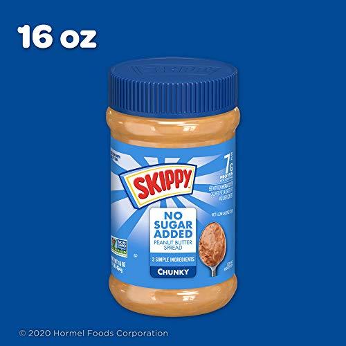 SKIPPY SKIPPY Peanut Butter Spread No Sugar Added, Chunky, 16 Ounce (Pack of 12)
