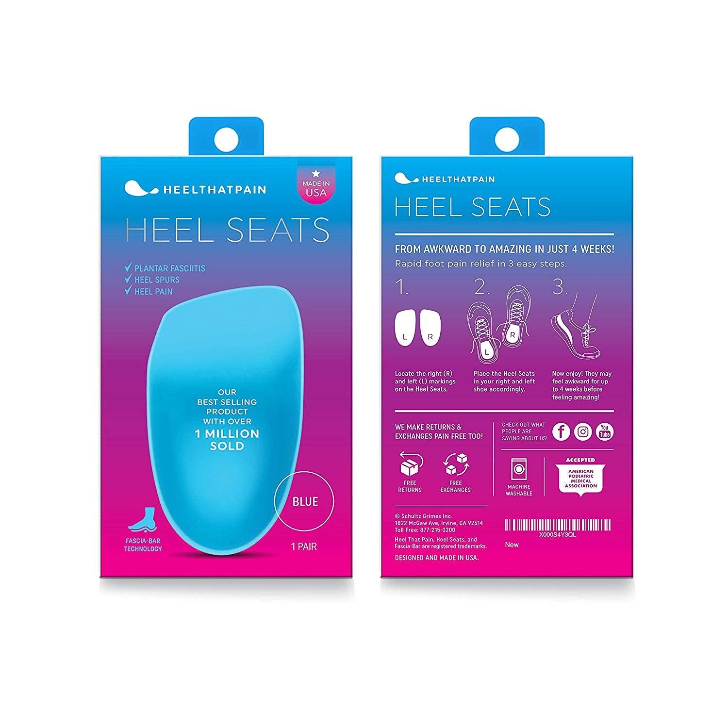 Heel That Pain Hybrid Heel Seats | Heel Cups for Heel Pain, Plantar Fasciitis, Heel Spurs | Foot Orthotic Inserts | Patented, 100% Guaranteed | Hybrid, Medium (W 6.5-10, M 5-8)