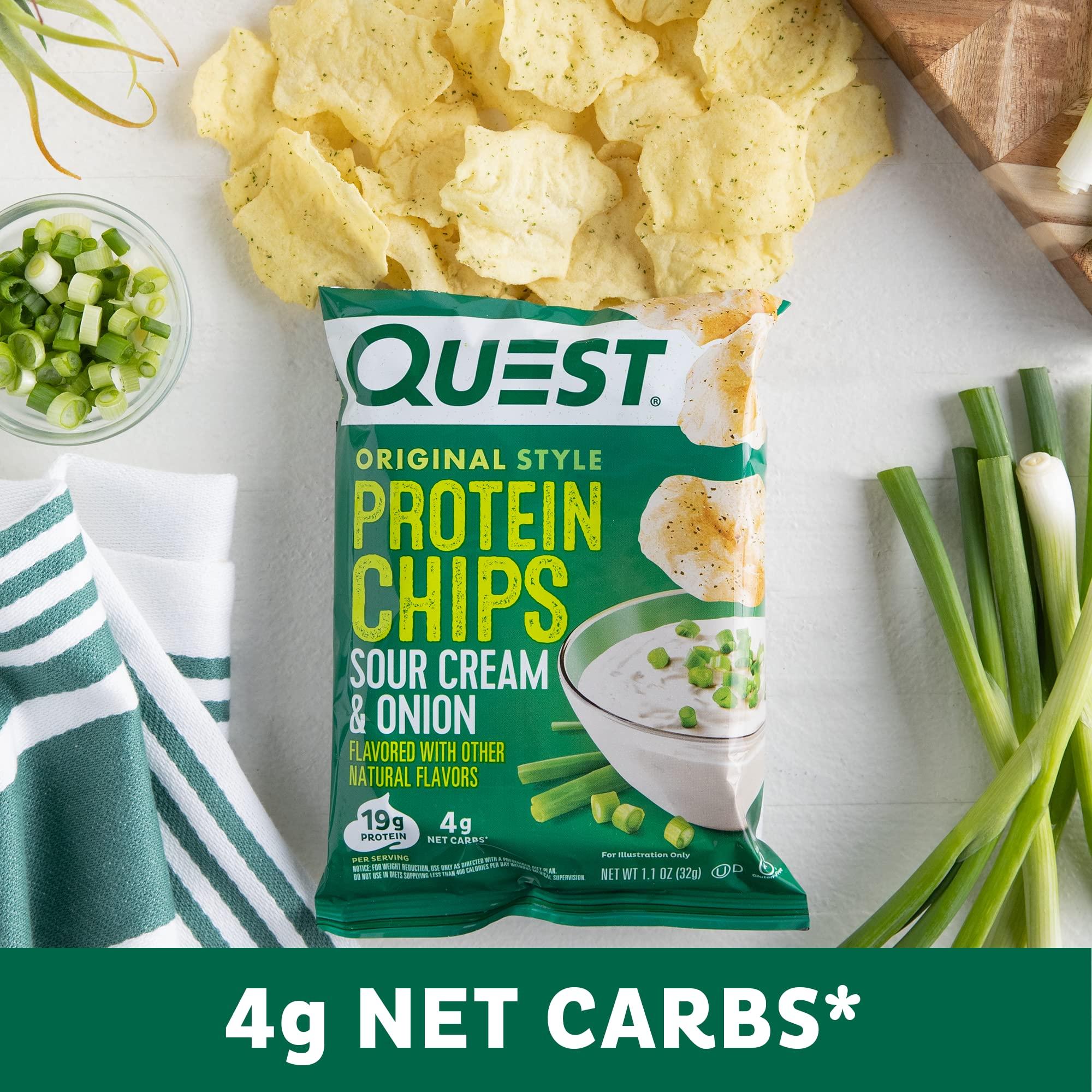 Quest Nutrition Quest Nutrition Sour Cream & Onion Protein Chips, 19g Protein, 4g Net Carbs, Low Carb, Gluten Free, 1.1 oz (Pack of 12)