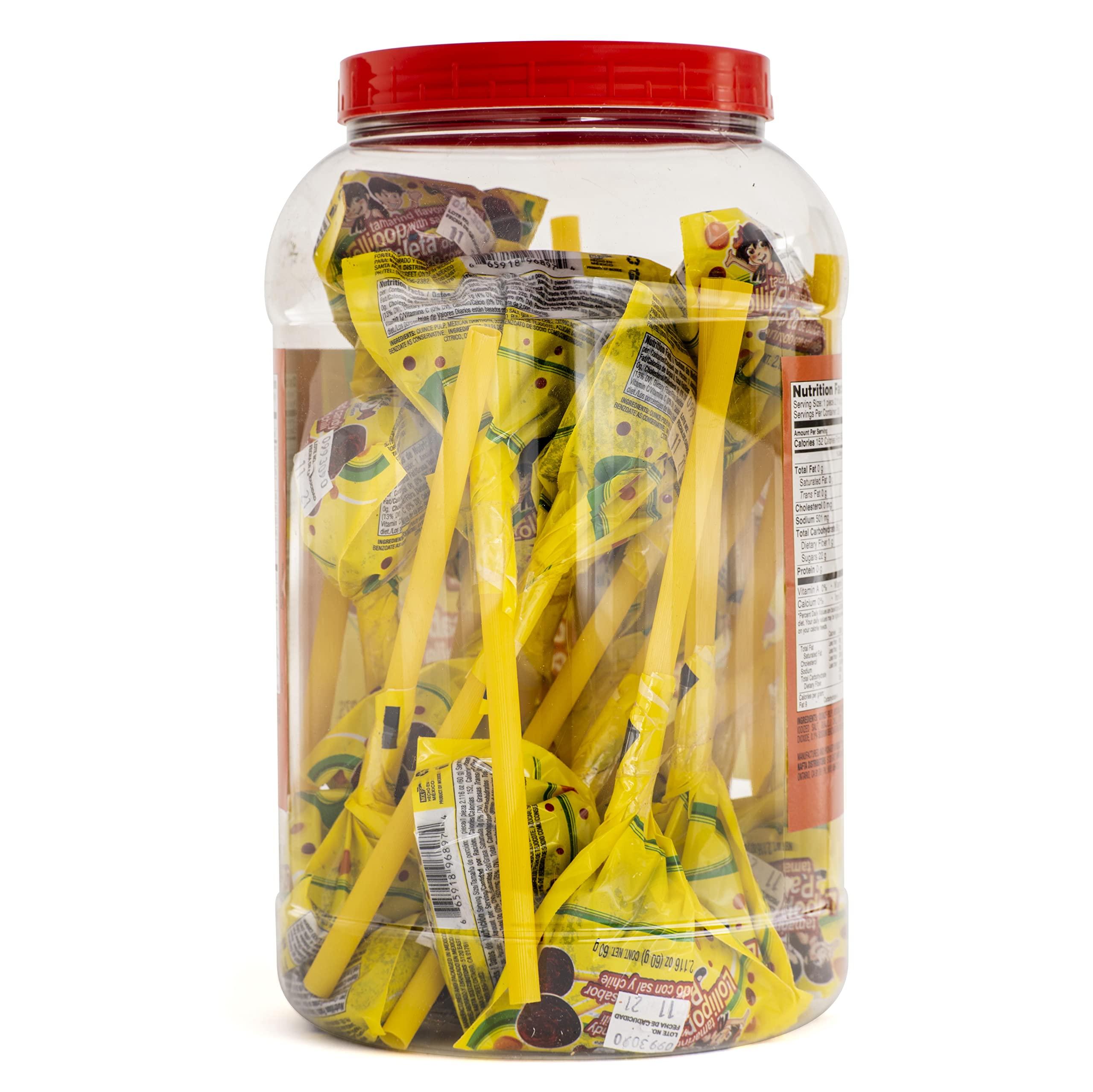 Mi Dulce Mexico MI Dulce Mexico Tamarind flavored Lollipop Jar 2lb 10.25oz 20pc 2.1 OZ PC