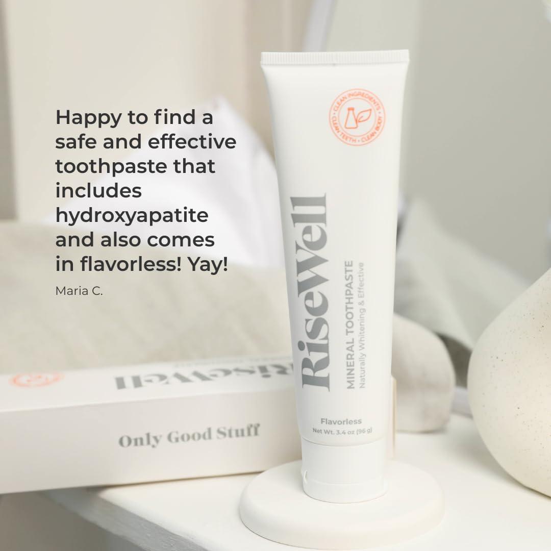 RiseWell RiseWell Mineral Unflavored Toothpaste - Hydroxyapatite Flavorless Toothpaste - Made in The USA, Naturally Whitens, No Added Fluoride, SLS-Free - Made by Dentist, 3.4 Oz