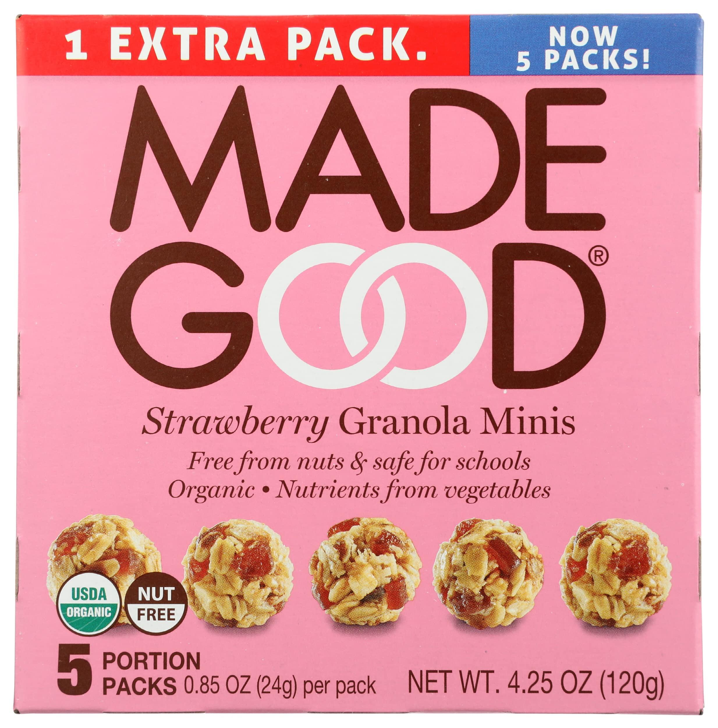 Made Good MadeGoodOrganic Strawberry Granola Minis, Nut Free, 4.25 Ounces (Pack Of 6)