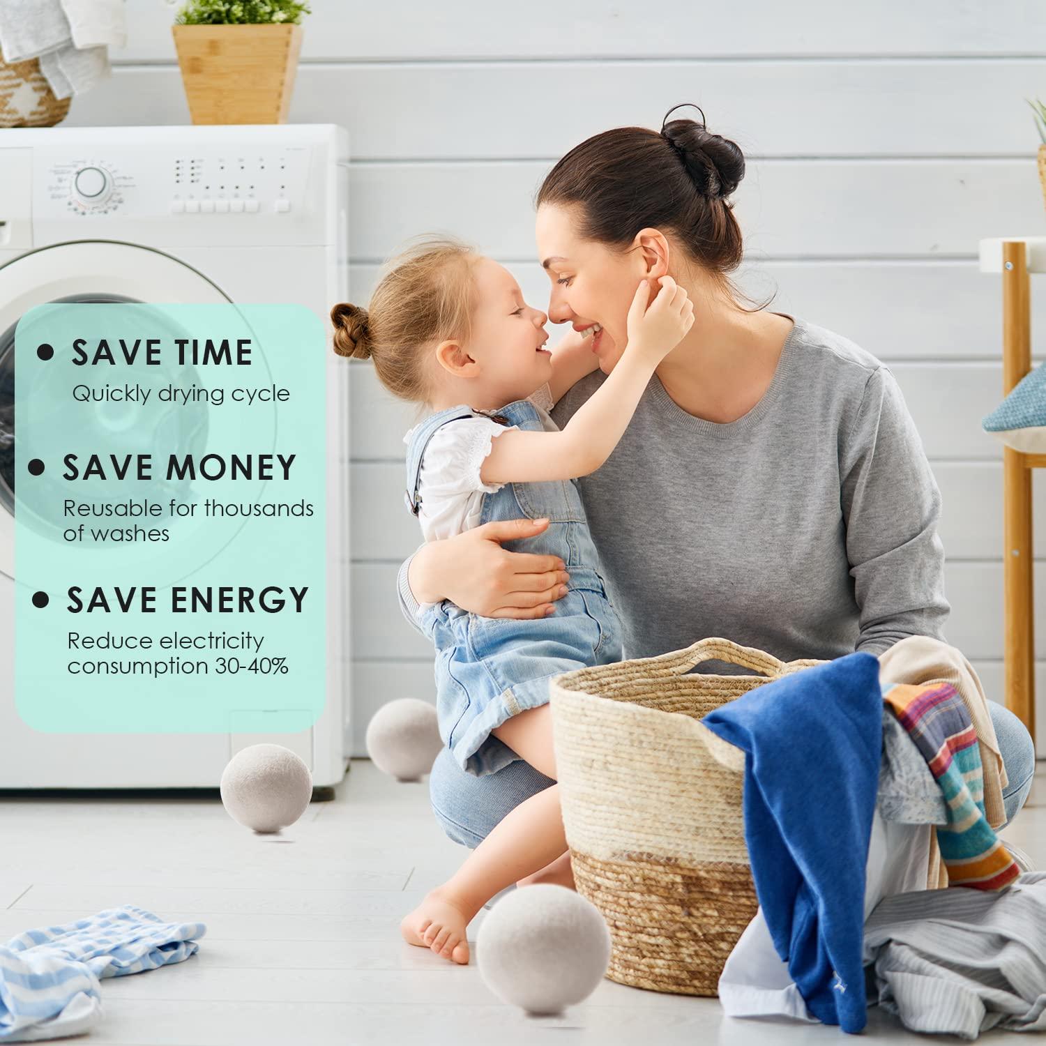 Softkomfyy Wool Dryer Balls Handmade XL,Organic Laundry Dryer Balls,100% New Zealand Wool Natural Fabric Softener,Reusable 1000 Loads,Wrinkles Free, Shorten Drying Time,Baby Safe