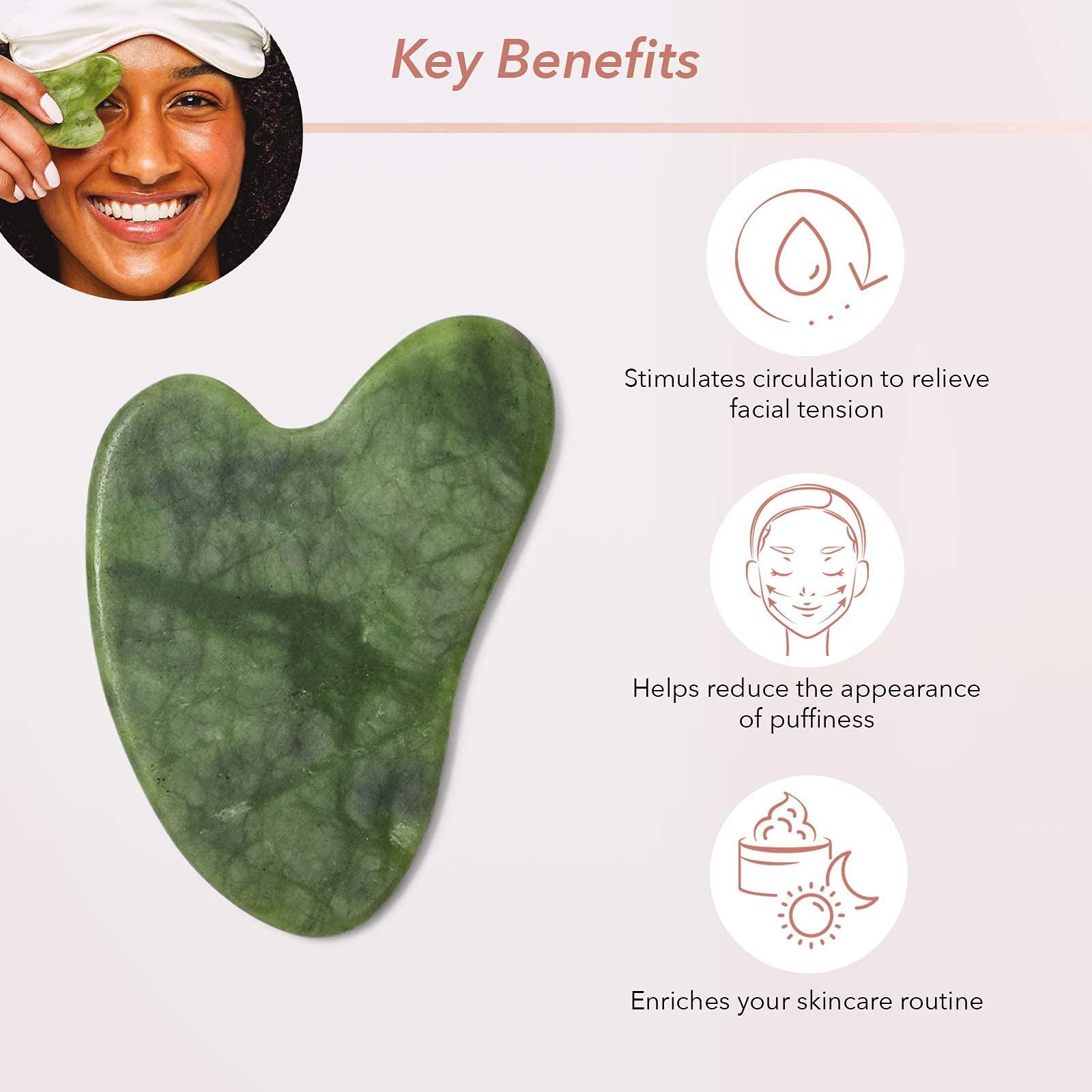 Zoë Ayla Zoe Ayla Gua Sha, Jade, 1 pc - Facial Massager - Firming Gua Sha Facial Tools - Brightens Complexion, Reduces Fine Lines and Wrinkles - Enhances Serum, Moisturizer and Facial Oil Absorption