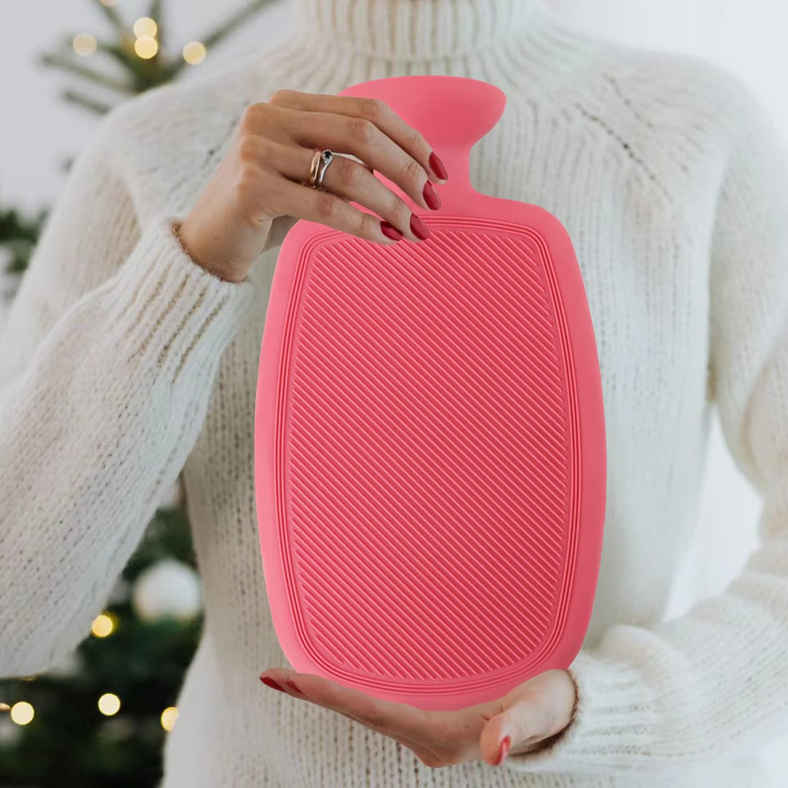 BYVOV BYVOV Silicone Hot Water Bottle,2L BPA Free,Durable Hot Water Bag for Pain Relief for Neck Shoulder,Hot Compress and Heat Therapy,Red
