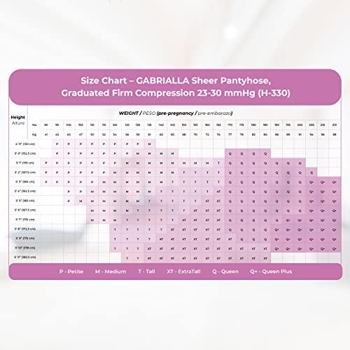 GABRIALLA GABRIALLA Graduated Compression Sheer Pantyhose (23-30 mmHg) H-330, X-Tall, Beige