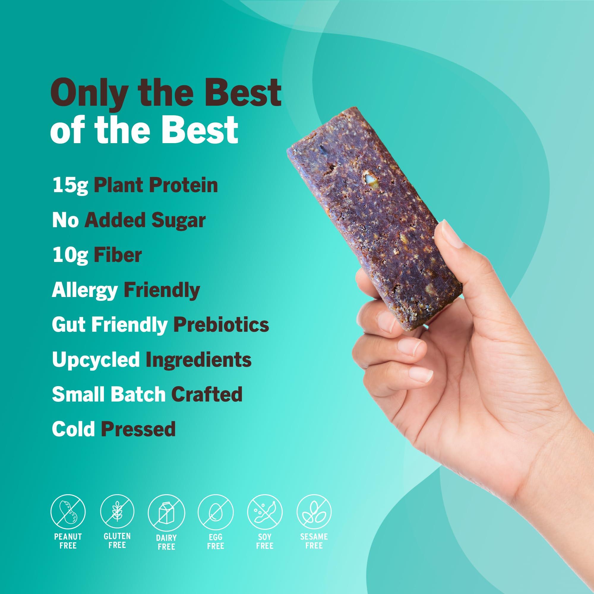 Amrita AMRITA Vegan Protein Bars Variety Pack (6 Flavors) | Peanut/Dairy Free, Soy & Gluten Free | 15g Plant Based Protein Bars | High Fiber Low Sugar Meal Replacement Bar - Breakfast Bars, High Protein Bars