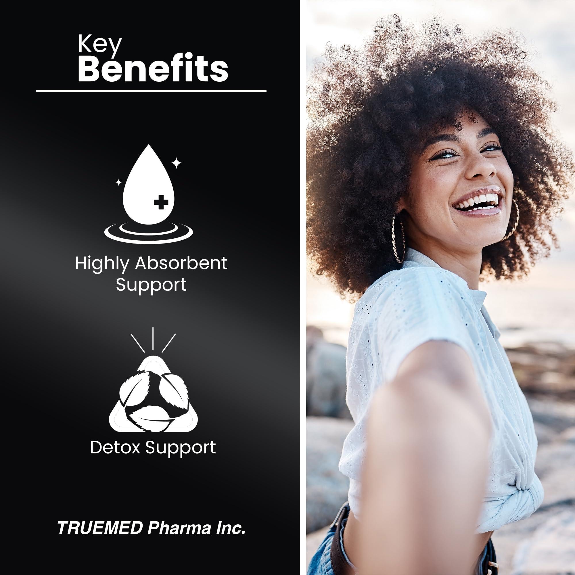 TRUEMED TRUEMED Activated Charcoal Organic Coconut Shell Derived Charcoal Capsule,1200mg, 60 Capsules, Support Detox & Digestive Health, Activated Charcoal Capsules for Health-Conscious Individuals