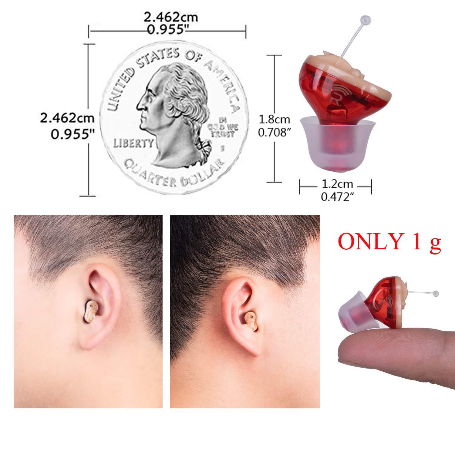 Brefonak Hearing Amplifier for Seniors Adults Noise-Cancelling - Ear Amplifier Invisible Voice Sound Amplifiers Elderly Listening Assistance Device Hearing Aid Cleaning Tools Included for Right Ear