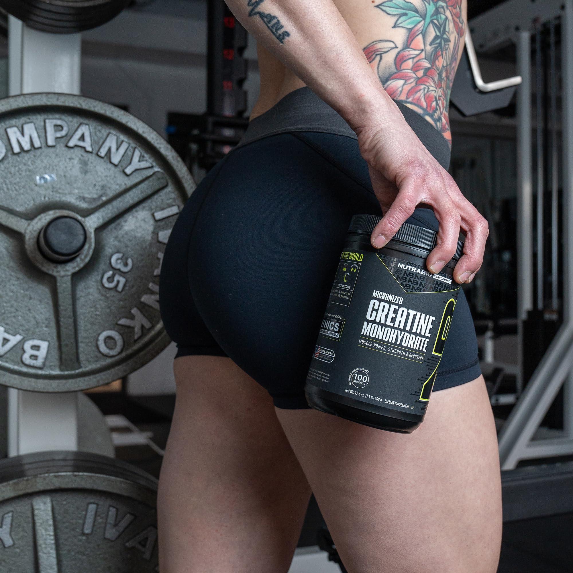 NutraBio NutraBio Pure Creatine Monohydrate Powder Supplement, Unflavored, (500g) - Supports Bulk Muscle Energy, Recovery, and Strength - for Men and Women