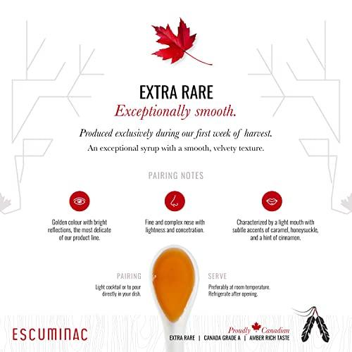 Escuminac Escuminac Canadian Maple Syrup, 16.9 Fl Oz Glass Bottle & Gift Box. Extra Rare, Amber Rich Taste. 100% Pure & Organic. Gourmet Gift.