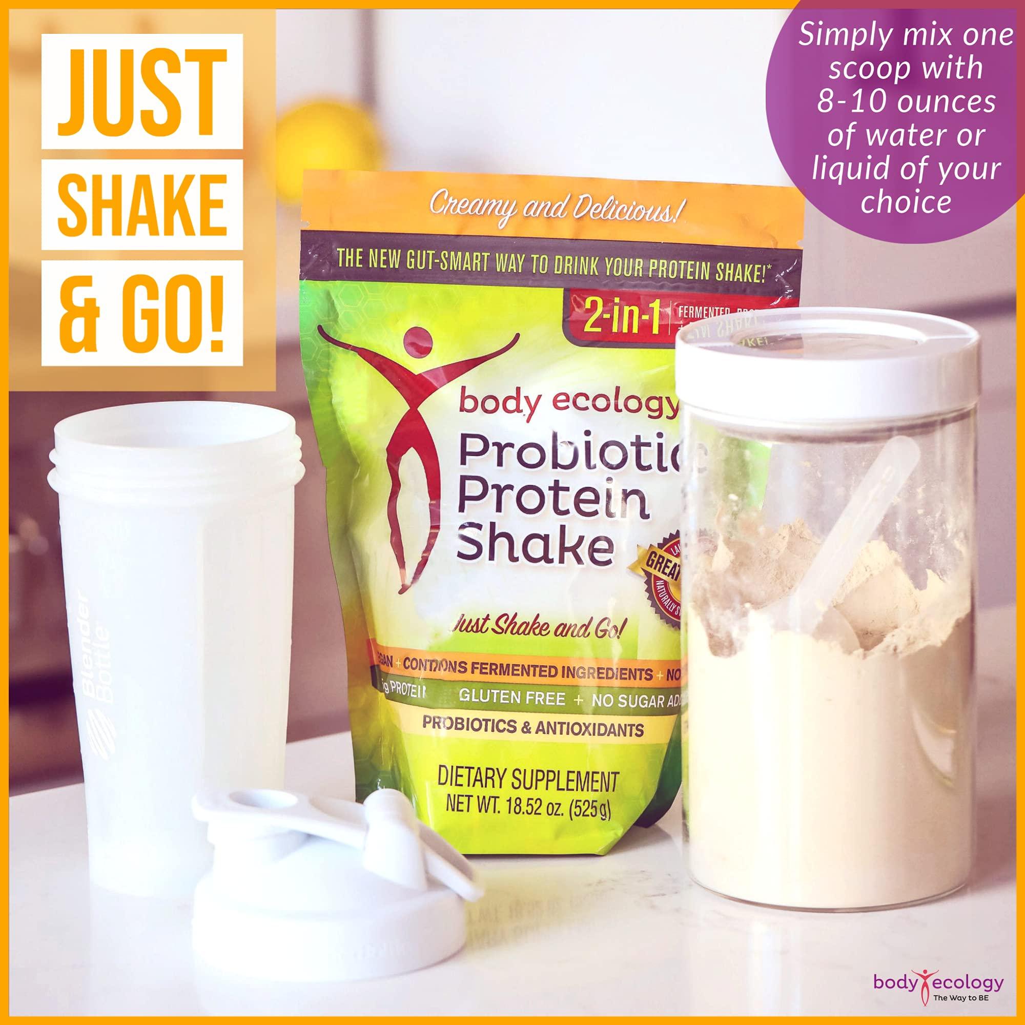 Body Ecology Body Ecology Probiotic Protein Shake Powder | Fermented Protein Dietary Supplement | Non-GMO | Gluten Free | Soy Free | No Sugar Added | 15g of Protein | Protein Powder | Resealable 18.52 OZ
