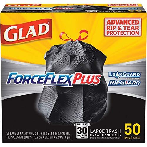 Glad Glad ForceFlex Trash Bag, Large, Black, 50