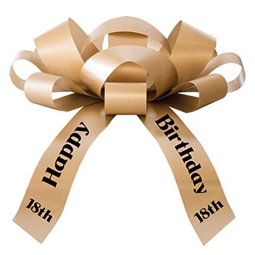 CarBowz Big Car Bow with Happy 18th Birthday Message, Celebrate Eighteen Giant Gift Bow Arrives Fully Assembled
