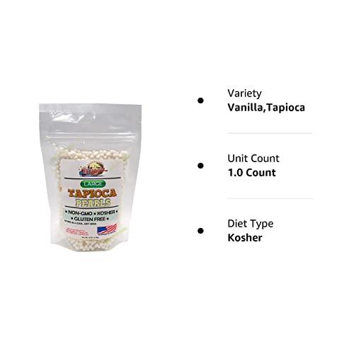 INTERNATIONAL POPCORN Large Pearl Tapioca 100% Tapioca 100% Natural Make Your own Tapioca Pudding/Boba Bubble Tea Vegan Kosher Sourced Sugar Free NON-GMO Gluten-free!
