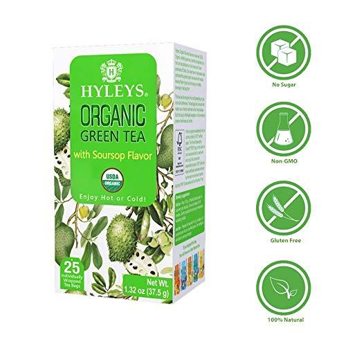 HYLEYS Tea Hyleys Organic Green Tea Soursop Flavor - 25 Tea Bags - Sour Sop Graviola Guanabana Tea