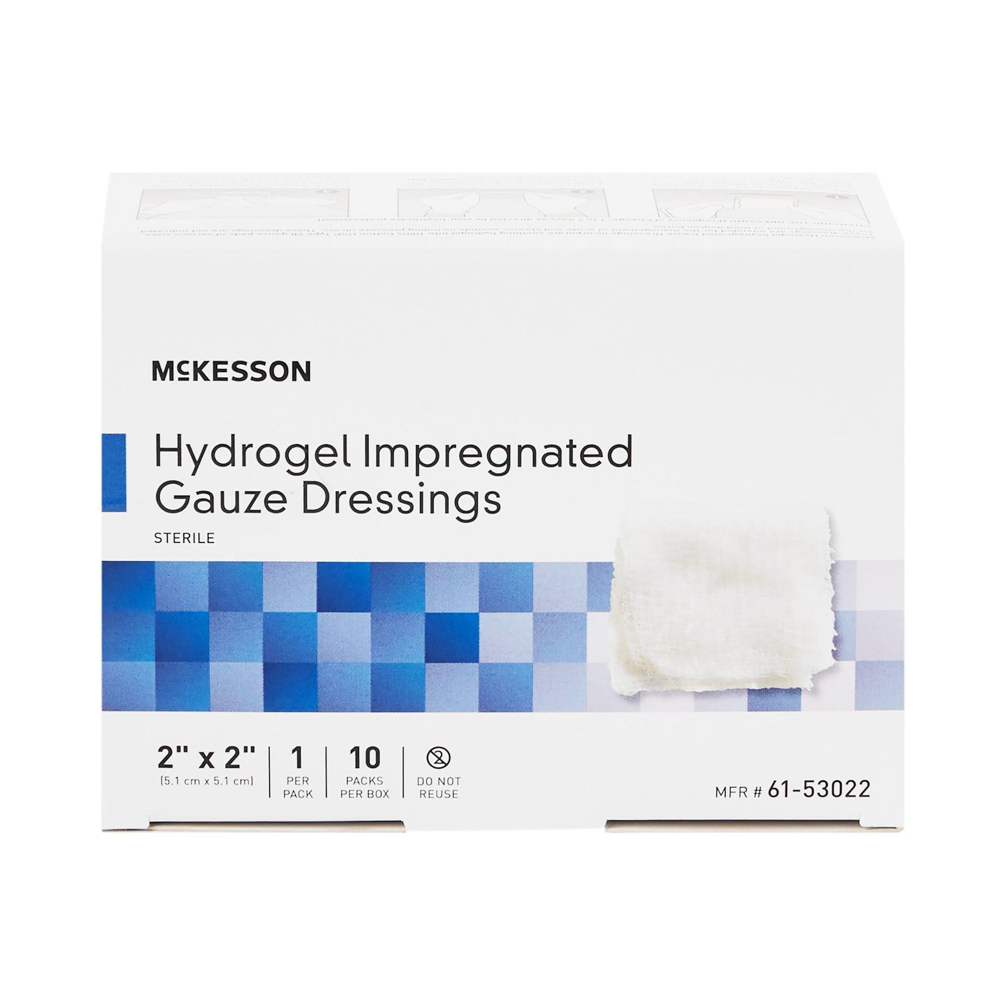 McKesson McKesson Hydrogel Impregnated Gauze Dressing, Sterile, 2 in x 2 in, 10 Count, 4 Packs, 40 Total
